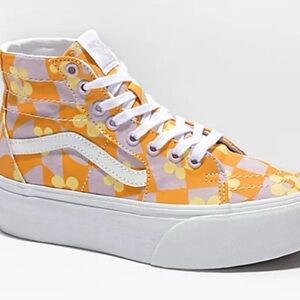 Retro Platform Vans Floral High-Top Sneakers